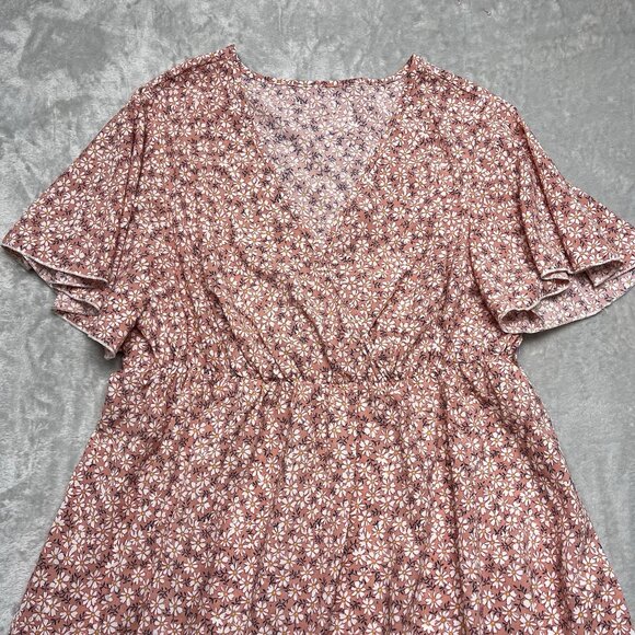 Daisy‎ Floral Maxi Dress Size 3XL Faux Wrap Flirty Flutter sleeve Cottage Garden - Picture 6 of 8